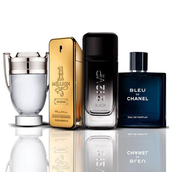 Промо комплект с 4 парфюма | Invictus + One Million + 212 VIP Black + Bleu de Chanel 100ML